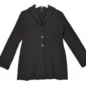 Eileen Fisher elegance. Unstructured textured blazer. Black petite medium EUC